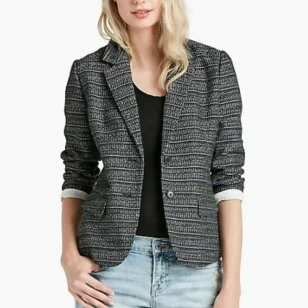 Lucky Brand Tweed Black & Blue Blazer Size 4